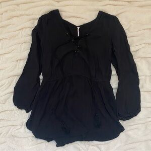 Free People tunic lace-up long sleeve blouse Sz L
